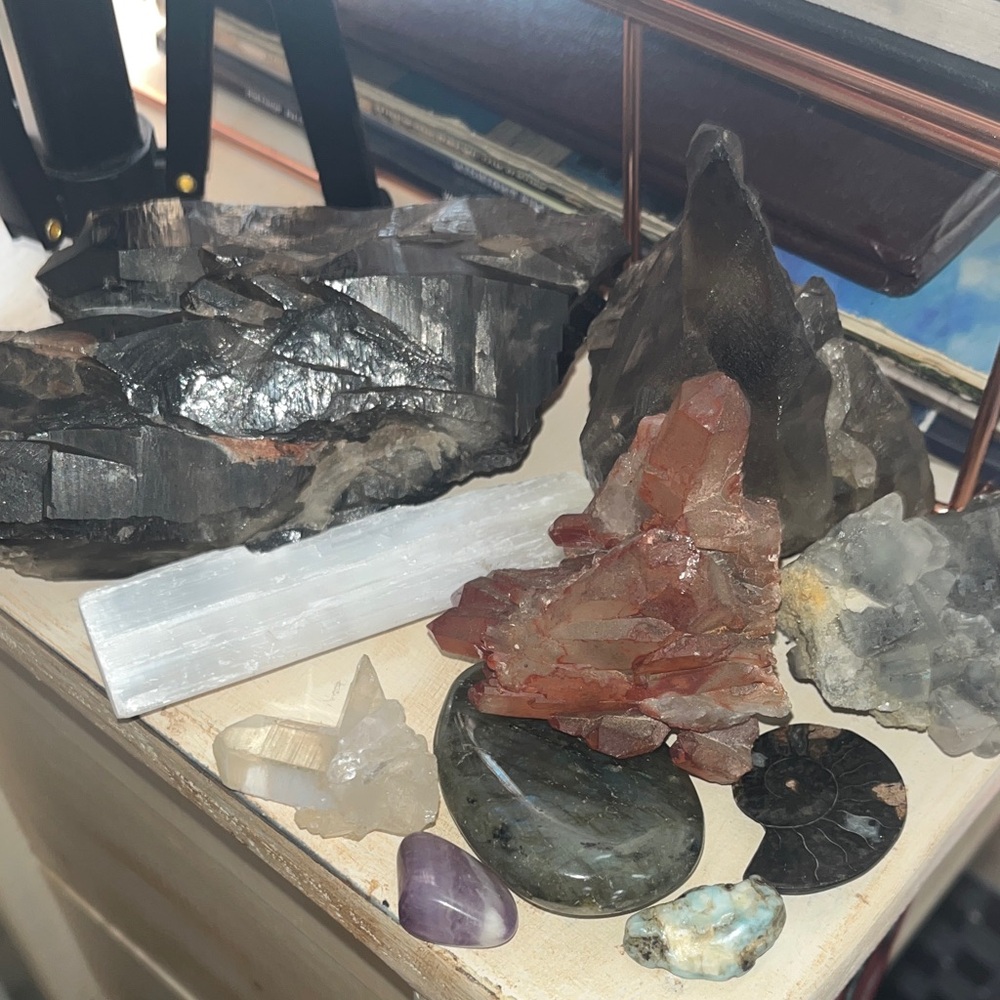 9 Natural Crystal and Stone Collection & Fossil